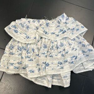 Loveshack Fancy blue floral skirt